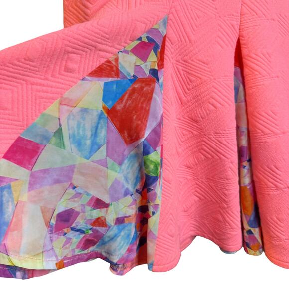 NWT Nasty Gal pink and multiocolor textured skater dress with cutouts Size Large - Picture 7 of 10